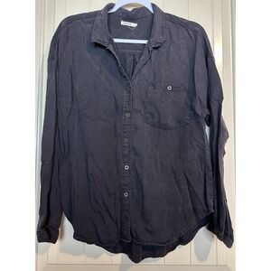 Sneak Peek Womens lyocell chambray long sleeve button up shirt sz L beach pool